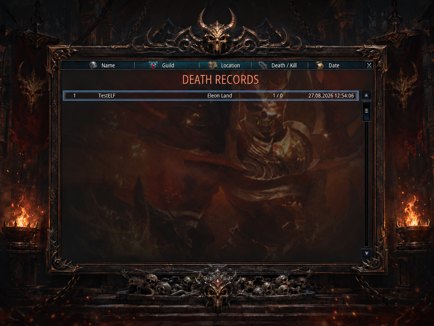 Death Journal Interface